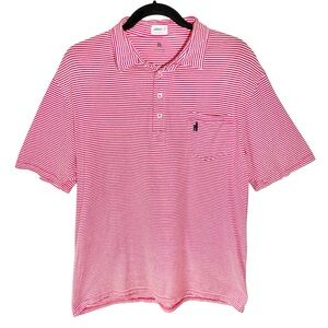 Johnnie-O West Coast Prep Polo Shirt Men's Medium Short Sleeve Golf Red Striped